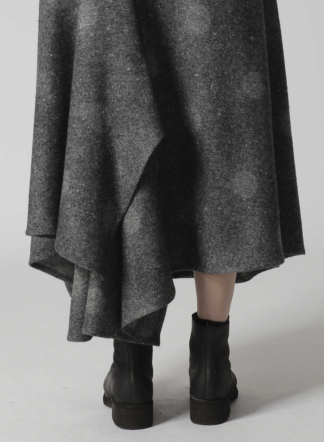 WOOL SHADOW DOT R GATHERED SKIRT