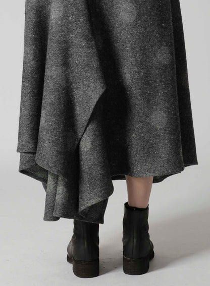 WOOL SHADOW DOT R GATHERED SKIRT