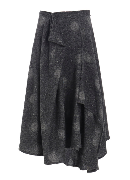 WOOL SHADOW DOT R GATHERED SKIRT