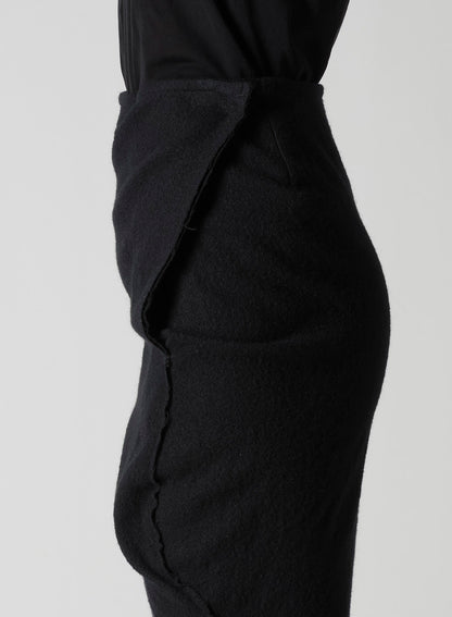 SHRINKED WOOL SERGE TWISTED SKIRT