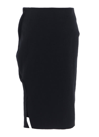 SHRINKED WOOL SERGE TWISTED SKIRT