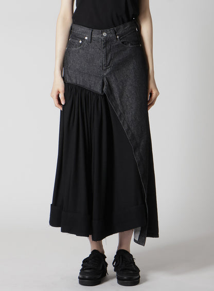 11.5OZ DENIM L CUT OFF COMBINATION SKIRT