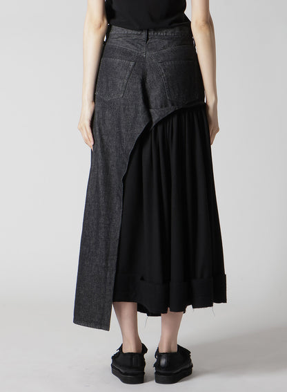 11.5OZ DENIM L CUT OFF COMBINATION SKIRT