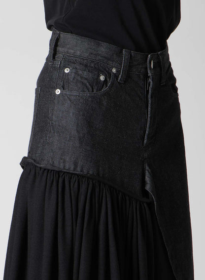 11.5OZ DENIM L CUT OFF COMBINATION SKIRT
