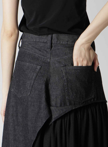 11.5OZ DENIM L CUT OFF COMBINATION SKIRT