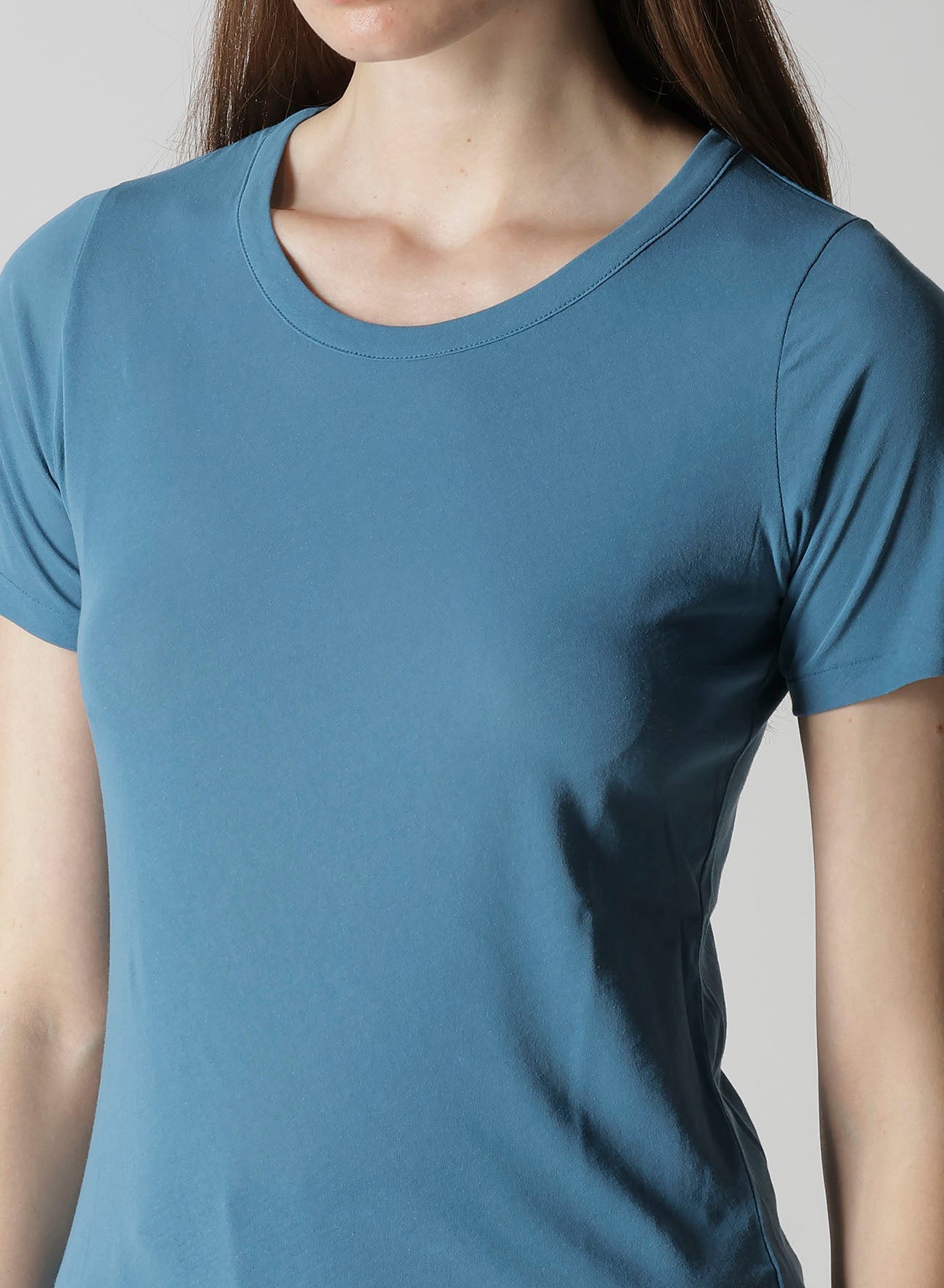 HIGH TWISTED JERSEY SHORT SLV ROUND NECK T