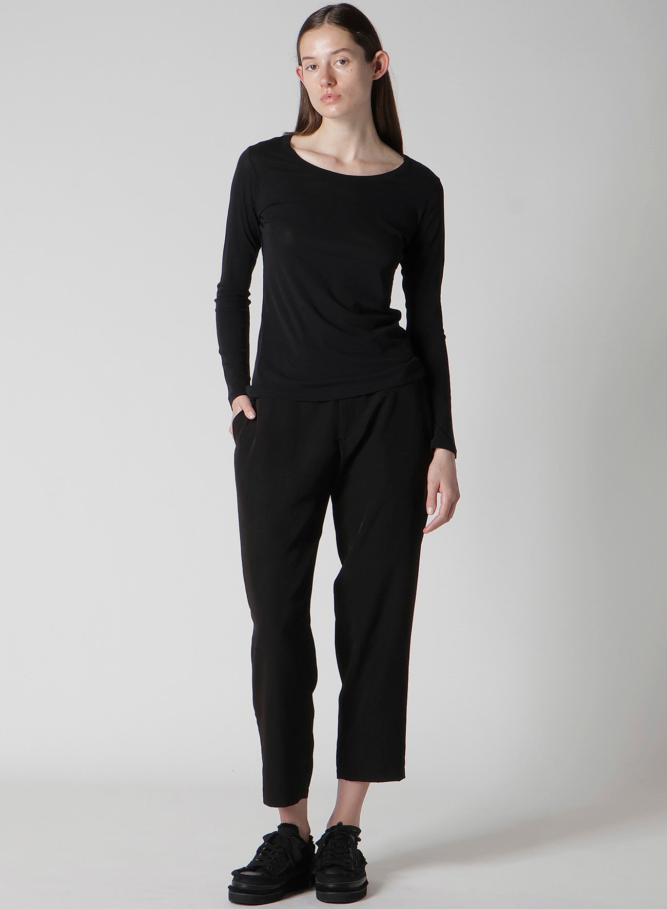 HIGH TWISTED JERSEY LONG SLV ROUND NECK T