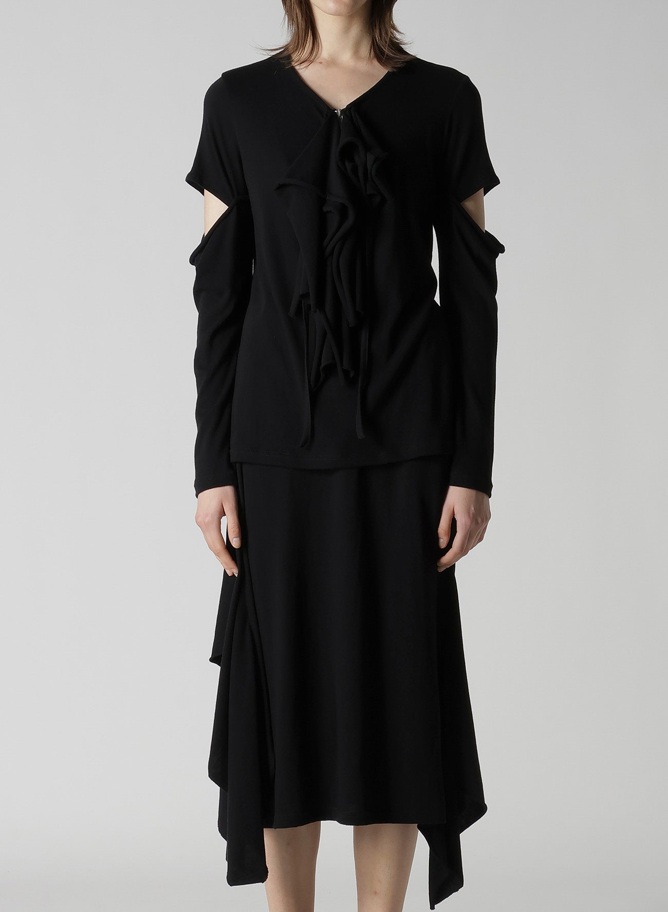 COTTON GAUZE DRAPED ZIP PO