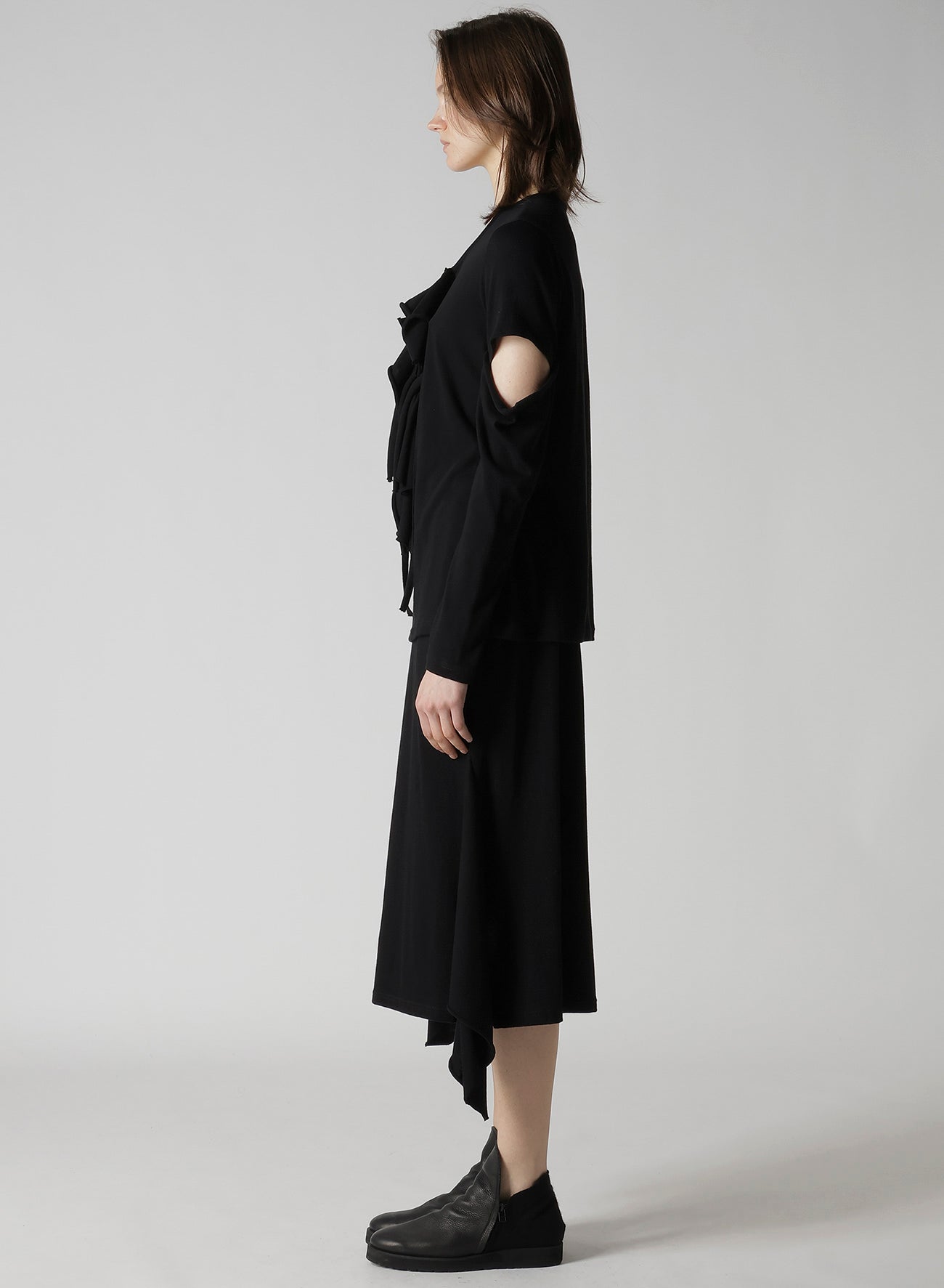 COTTON GAUZE DRAPED ZIP PO