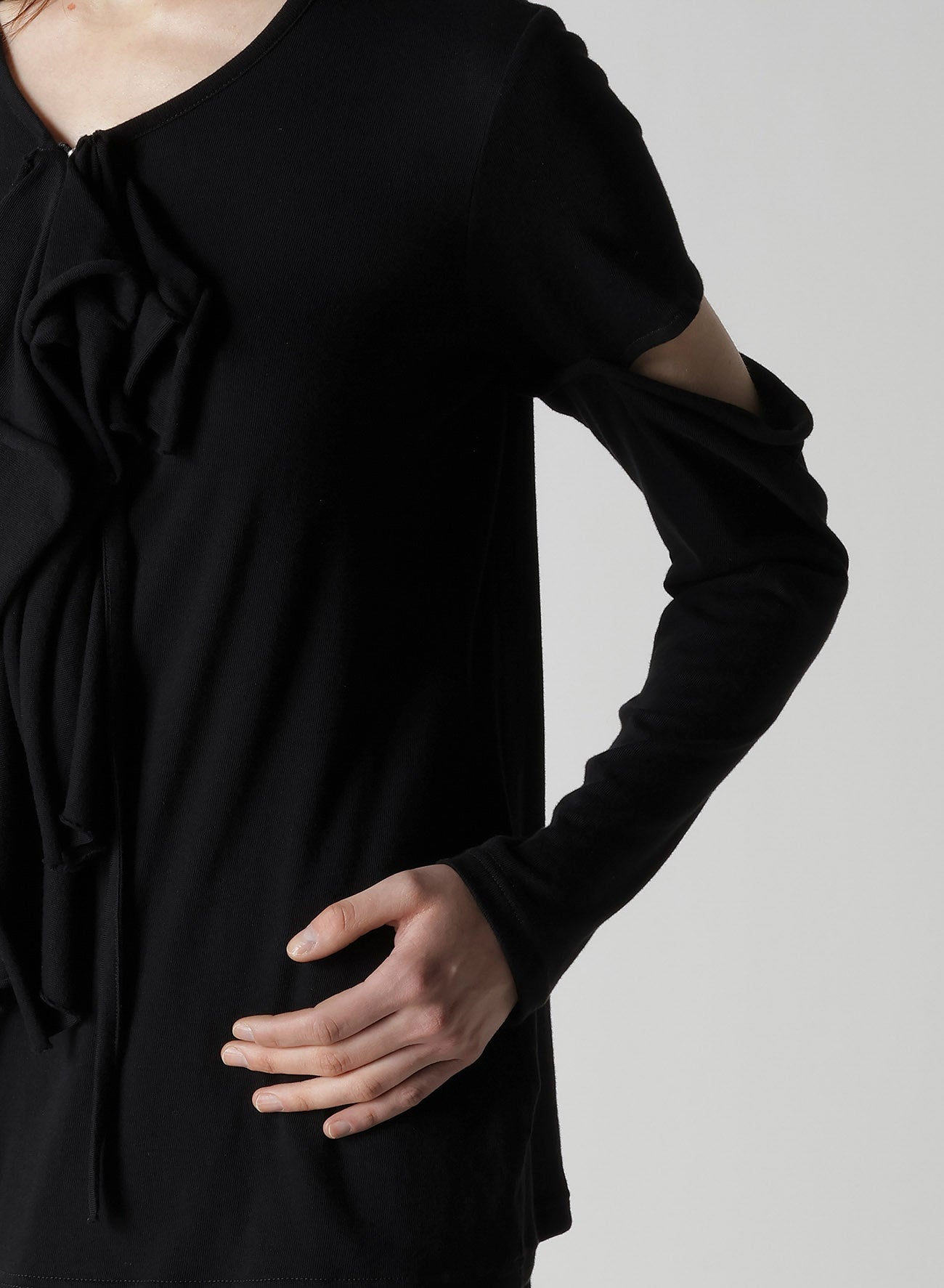 COTTON GAUZE DRAPED ZIP PO