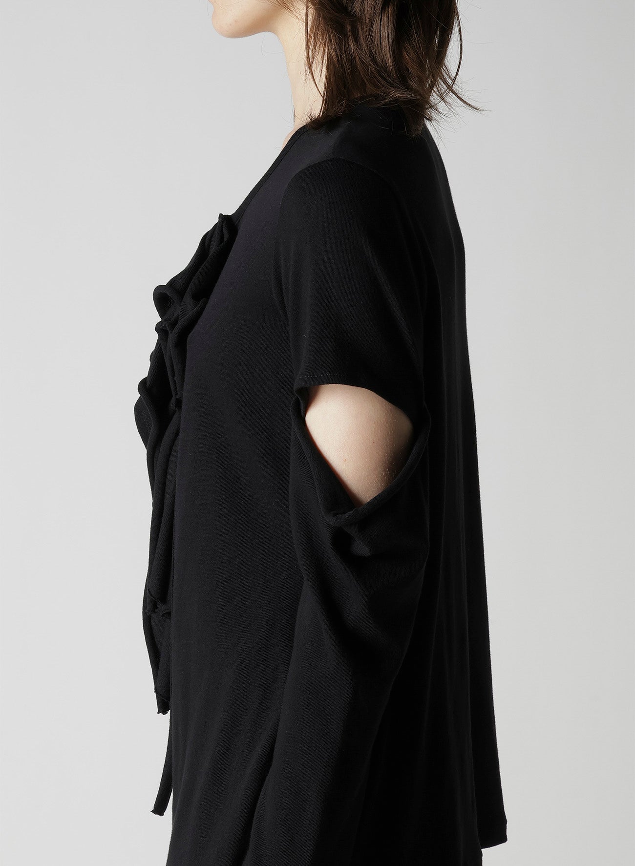 COTTON GAUZE DRAPED ZIP PO