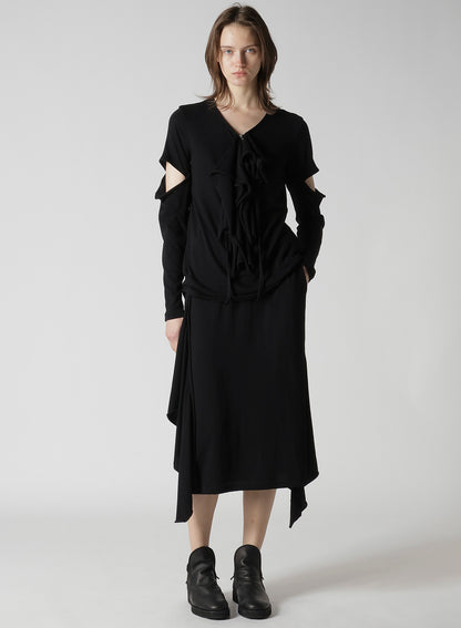 COTTON GAUZE DRAPED SKIRT