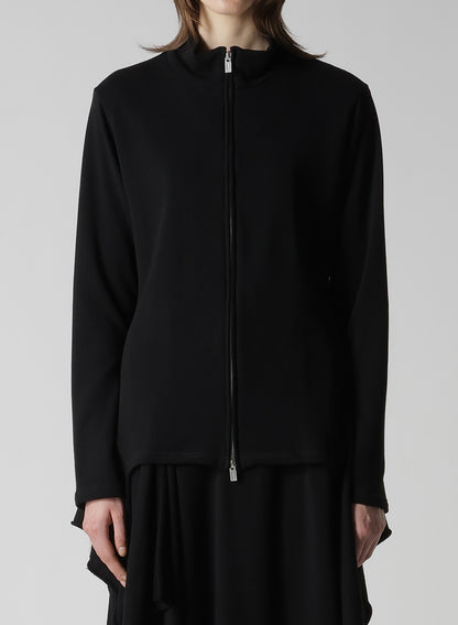 HIGH TWISTED GAUZE TERRY SIDE DRAPED ZIP CARDIGAN