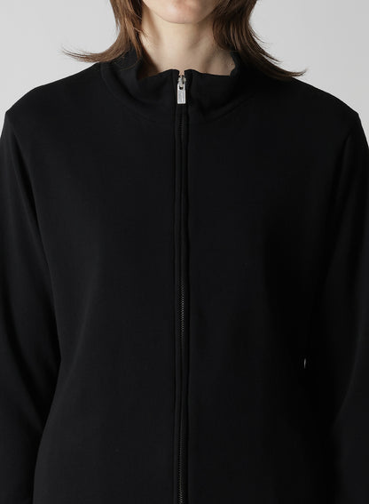 HIGH TWISTED GAUZE TERRY SIDE DRAPED ZIP CARDIGAN