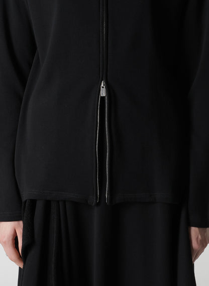 HIGH TWISTED GAUZE TERRY SIDE DRAPED ZIP CARDIGAN
