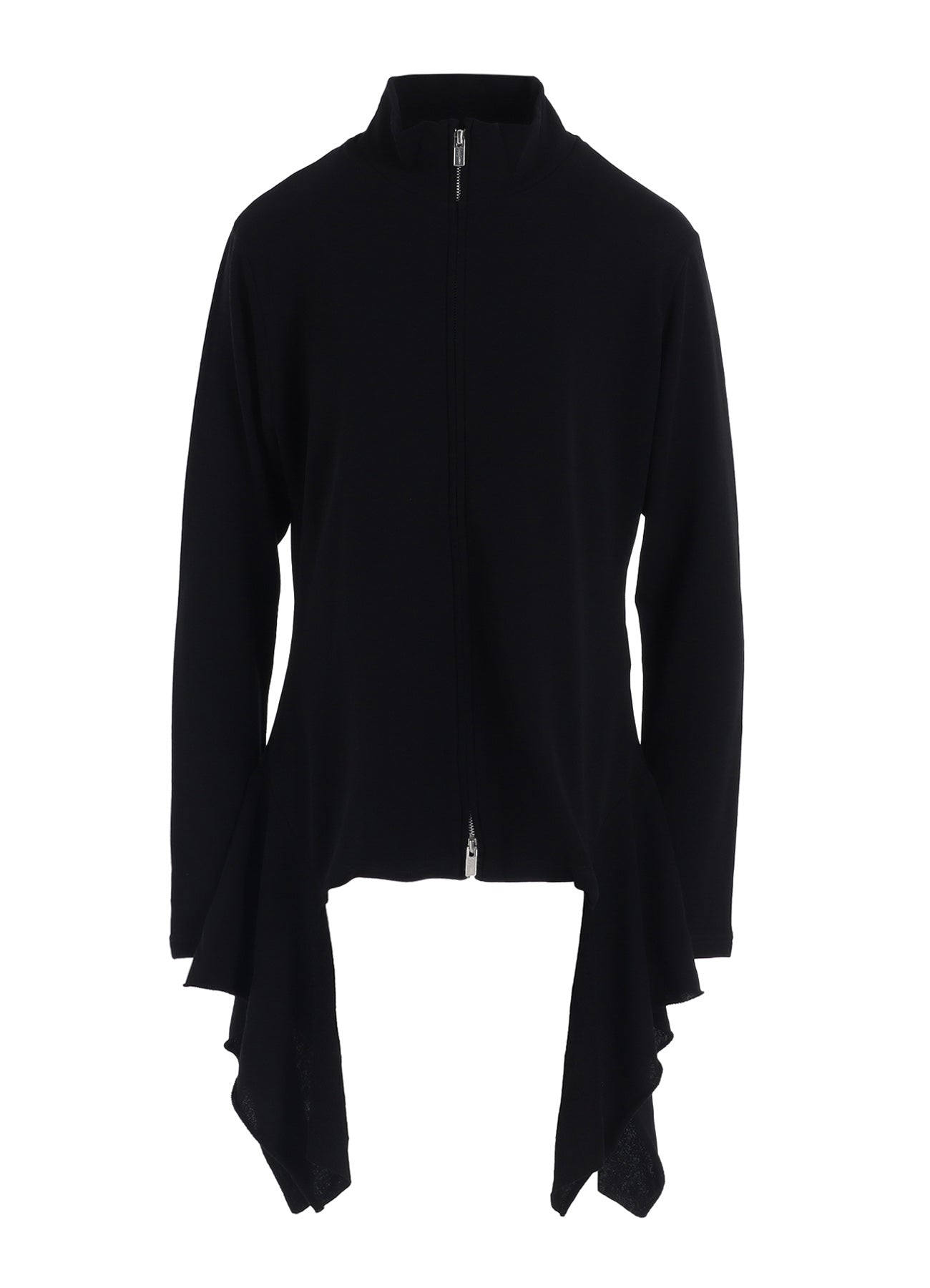HIGH TWISTED GAUZE TERRY SIDE DRAPED ZIP CARDIGAN