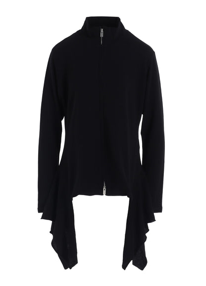 HIGH TWISTED GAUZE TERRY SIDE DRAPED ZIP CARDIGAN