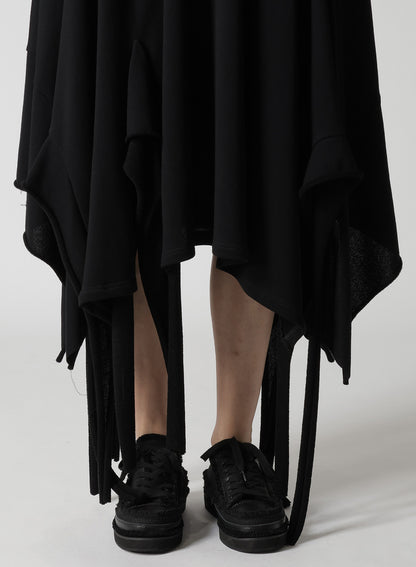 HIGH TWISTED GAUZE TERRY DRAPED HEM SKIRT