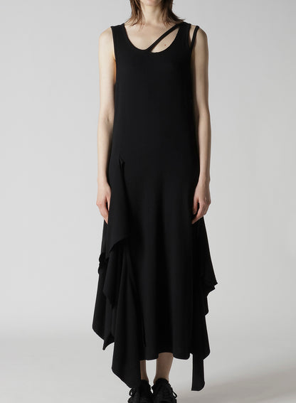 COTTON YAK SINGLE JERSEY SIDE DRAPED STRAP DRESS