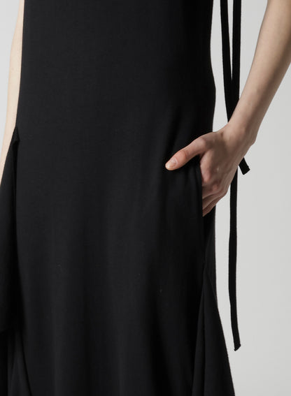 COTTON YAK SINGLE JERSEY SIDE DRAPED STRAP DRESS