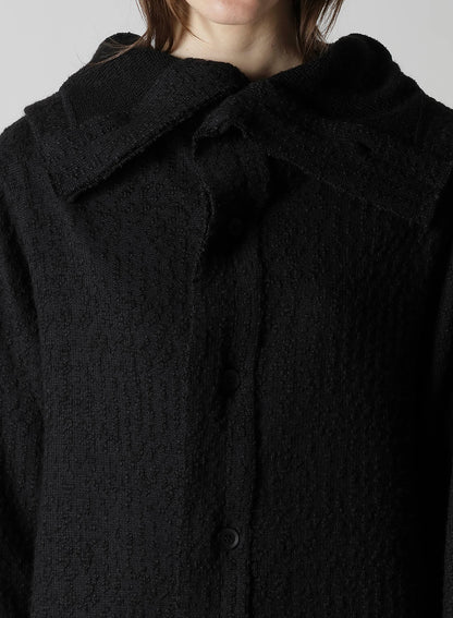 CRUSHED GLEN CHECK HIGH NECK CARDIGAN