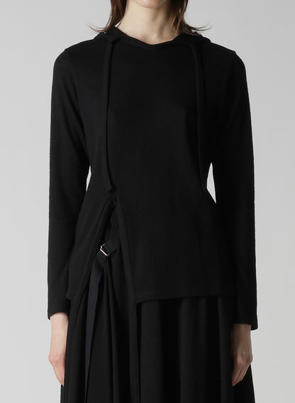 WOOL LIGHT MILLING SINGLE STRAP HOODIE PO