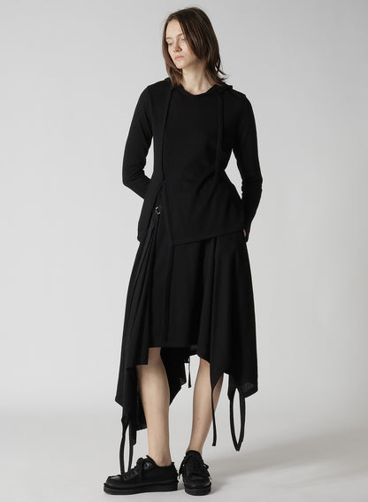 WOOL LIGHT MILLING SINGLE STRAP HOODIE PO