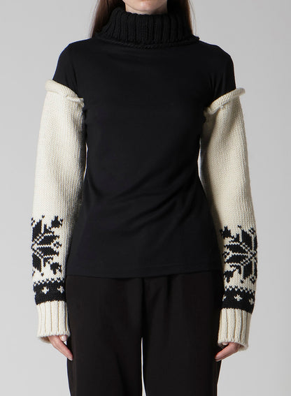 WOOL INTERLOCK SNOW PATTERN HIGH NECK PO