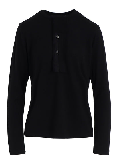WOOL SINGLE JERSEY HENLEY NECK PO