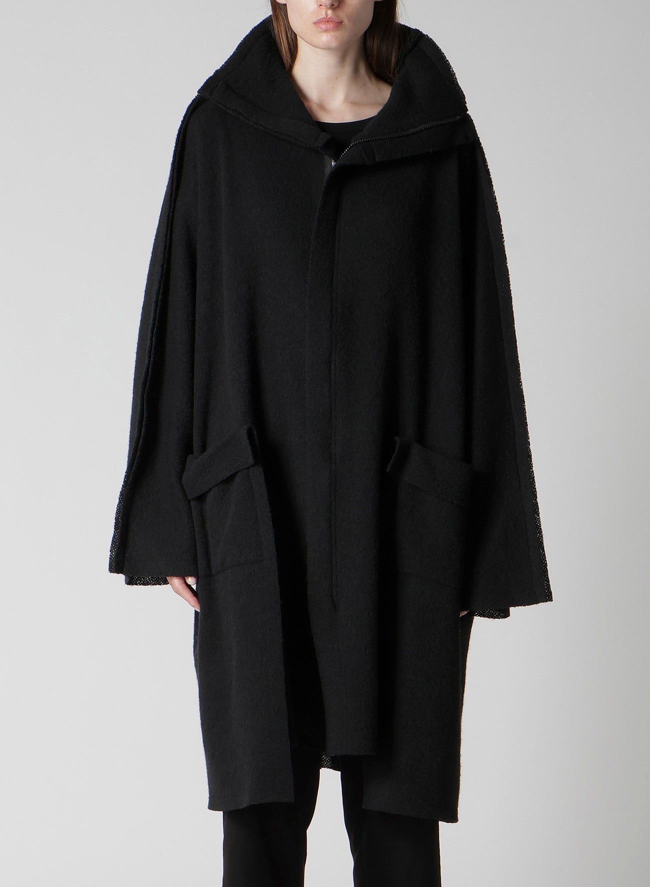 BRUSHED BOUCLE SEAM DETAIL COAT