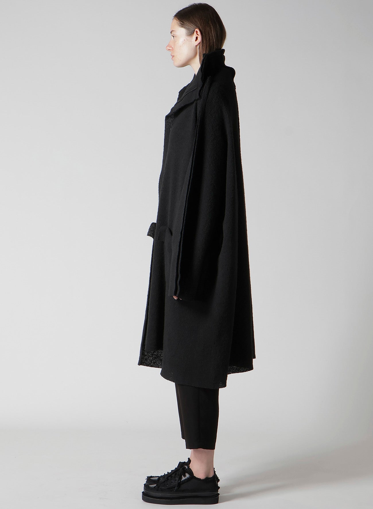 BRUSHED BOUCLE SEAM DETAIL COAT
