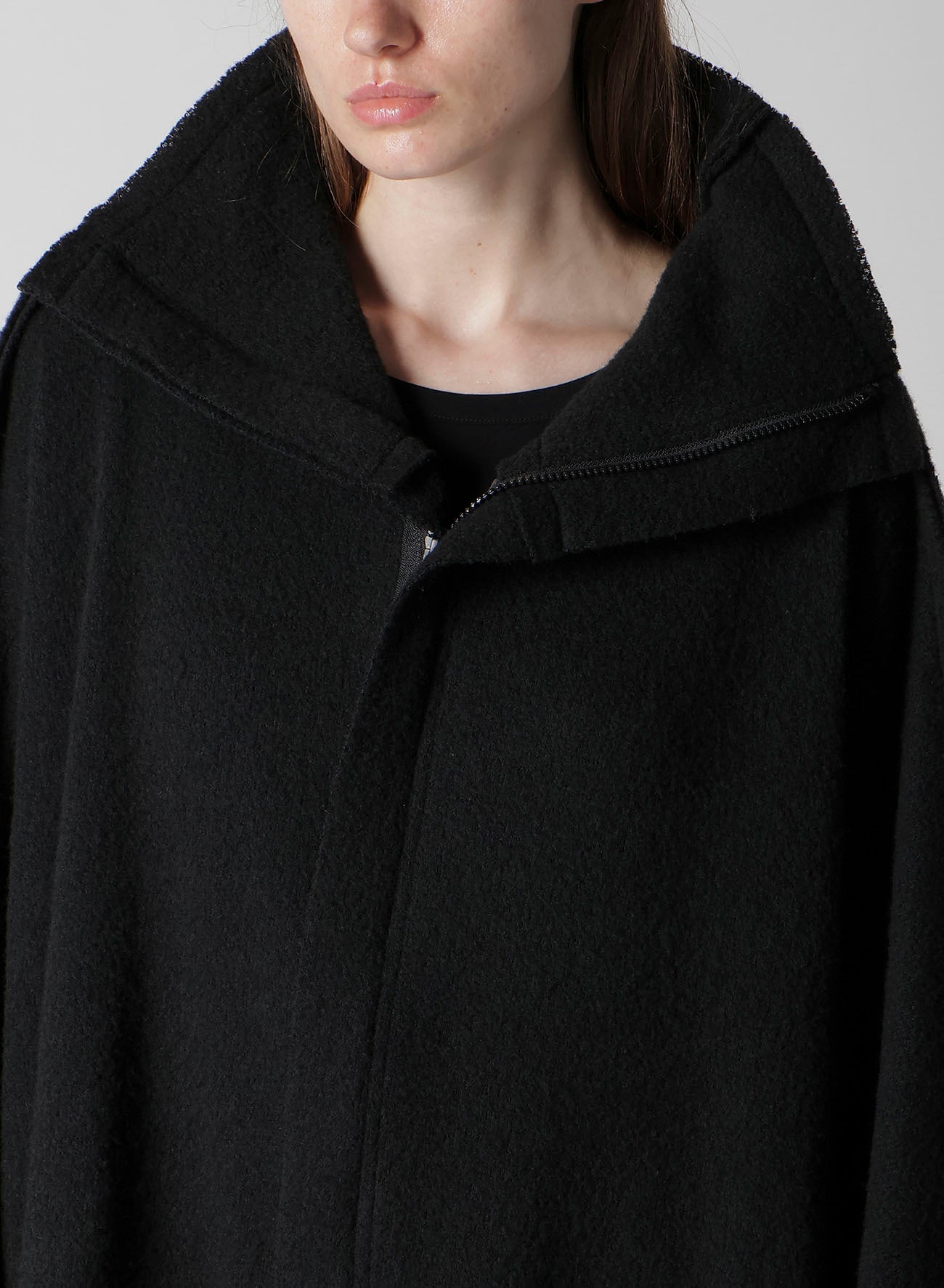 BRUSHED BOUCLE SEAM DETAIL COAT
