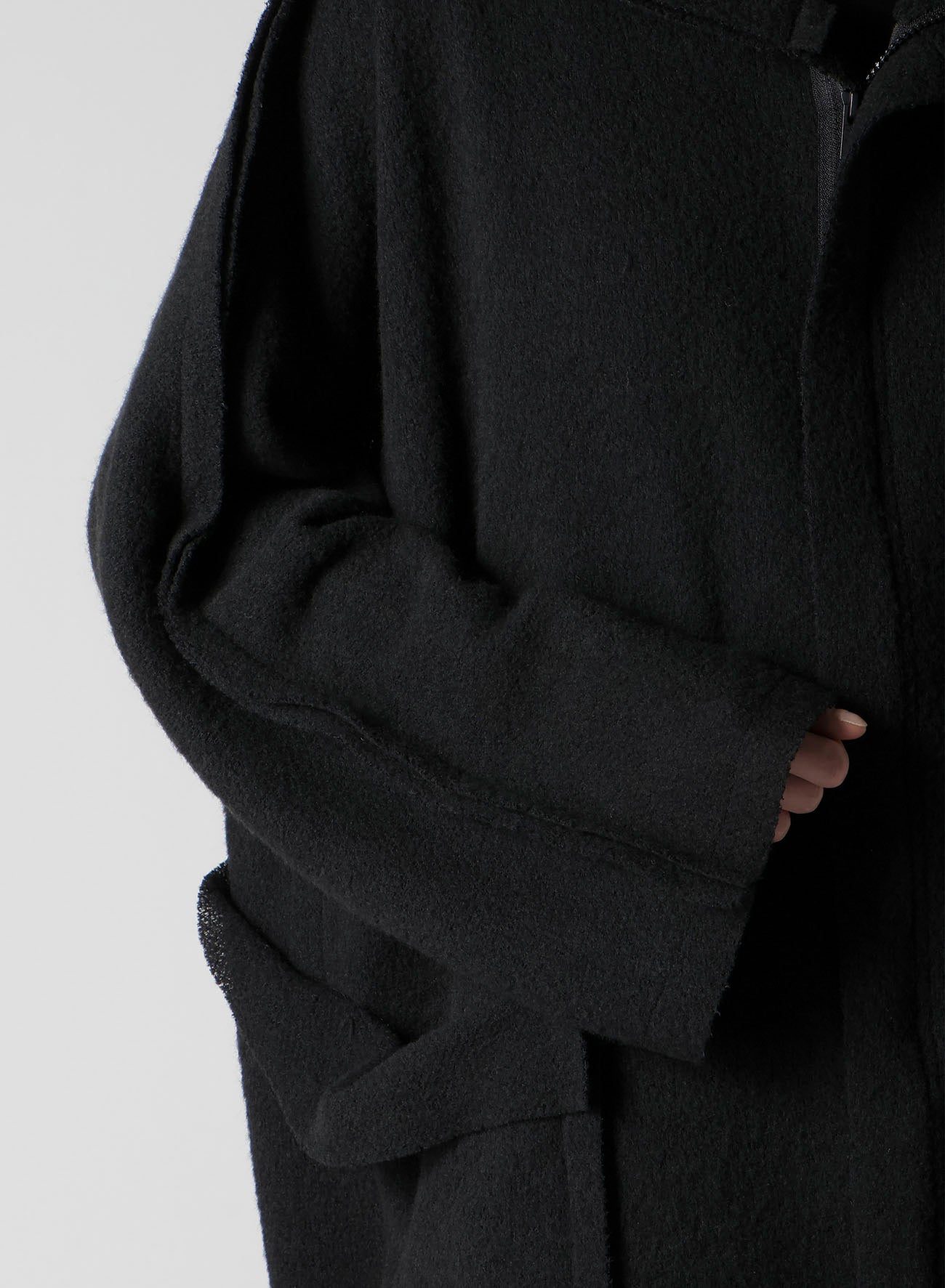 BRUSHED BOUCLE SEAM DETAIL COAT
