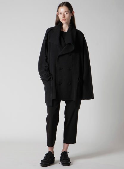 BRUSHED BOUCLE SEAM DETAIL PEA COAT