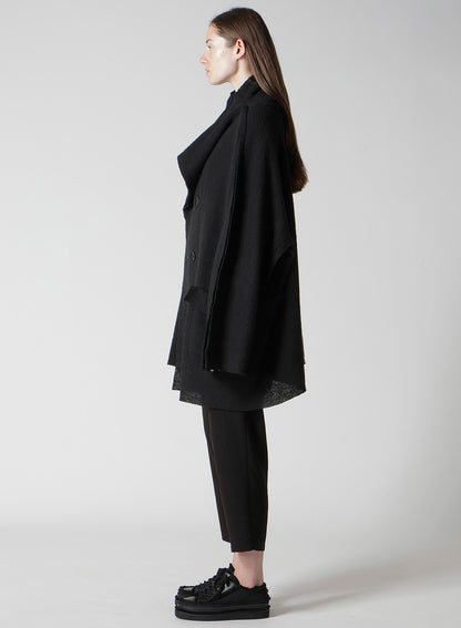 BRUSHED BOUCLE SEAM DETAIL PEA COAT