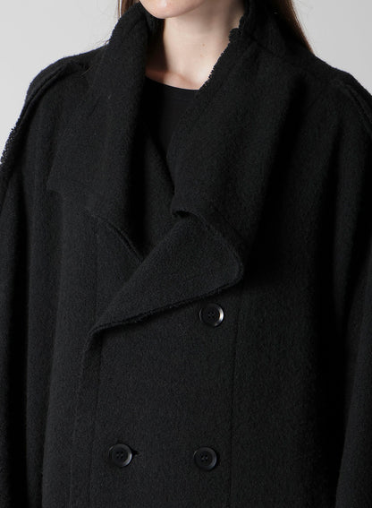 BRUSHED BOUCLE SEAM DETAIL PEA COAT