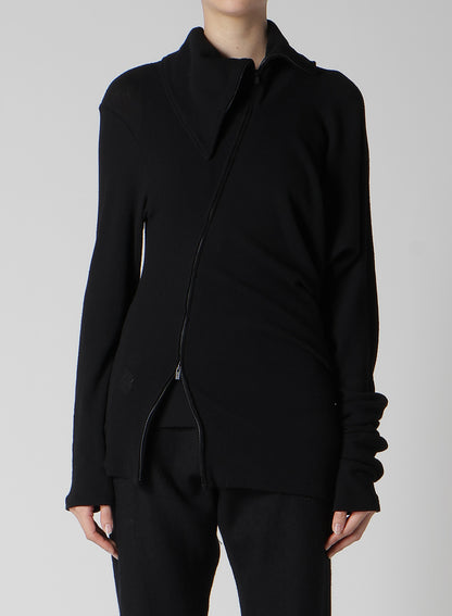 HIGH TWISTED LINKS DRAPED TURTLE NECK CARDIGAN