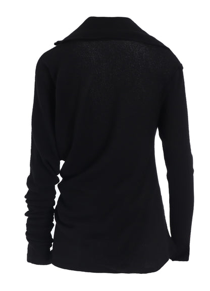 HIGH TWISTED LINKS DRAPED TURTLE NECK CARDIGAN