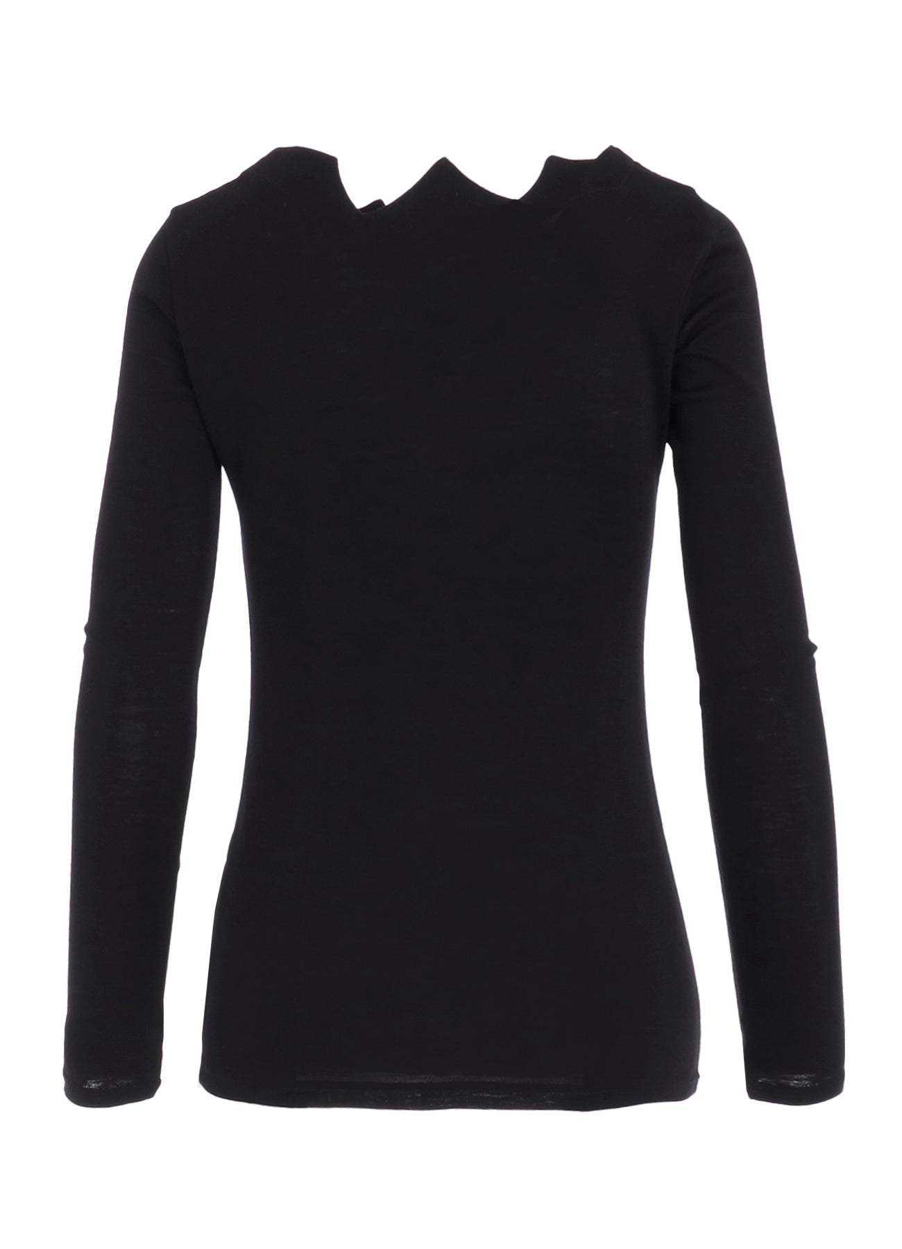 WOOL CHIFFON ZIG-ZAG NECK LINE LONG SLV T