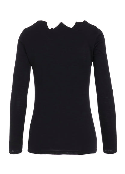 WOOL CHIFFON ZIG-ZAG NECK LINE LONG SLV T