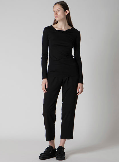 WOOL CHIFFON ZIG-ZAG NECK LINE LONG SLV T