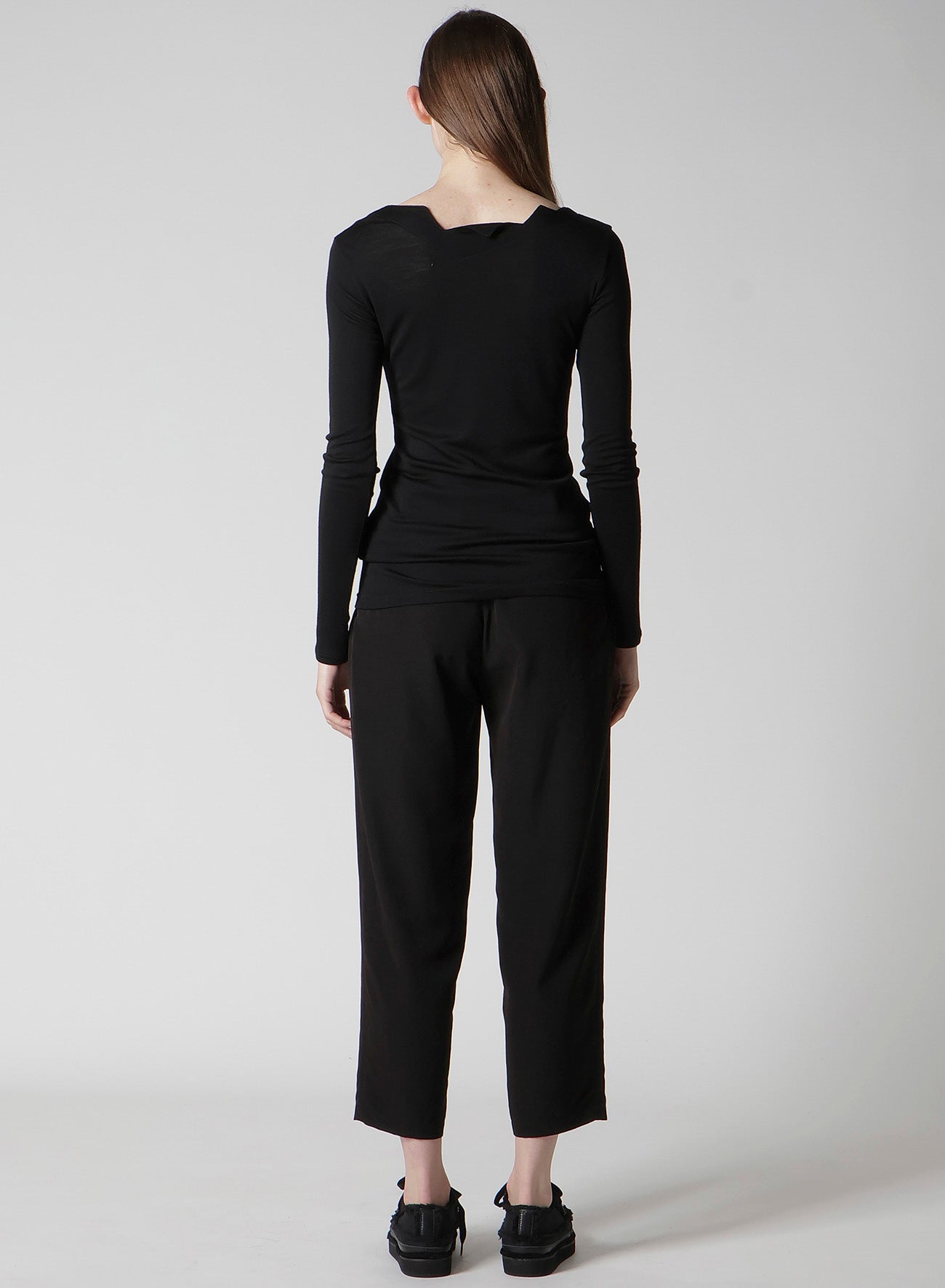 WOOL CHIFFON ZIG-ZAG NECK LINE LONG SLV T