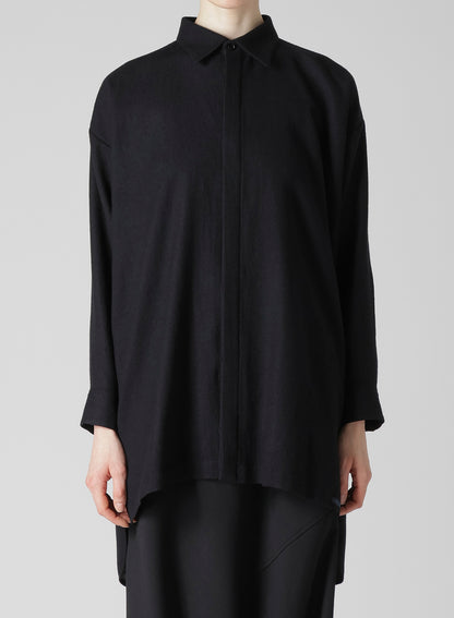 WOOL VIYELLA DOUBLE PLACKET BLOUSE