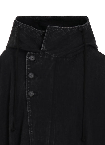 PERMANGANATE BLEACHED DENIM DOLMAN SLV COAT