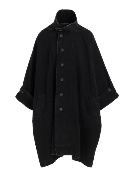 PERMANGANATE BLEACHED DENIM HIGH NECK COAT