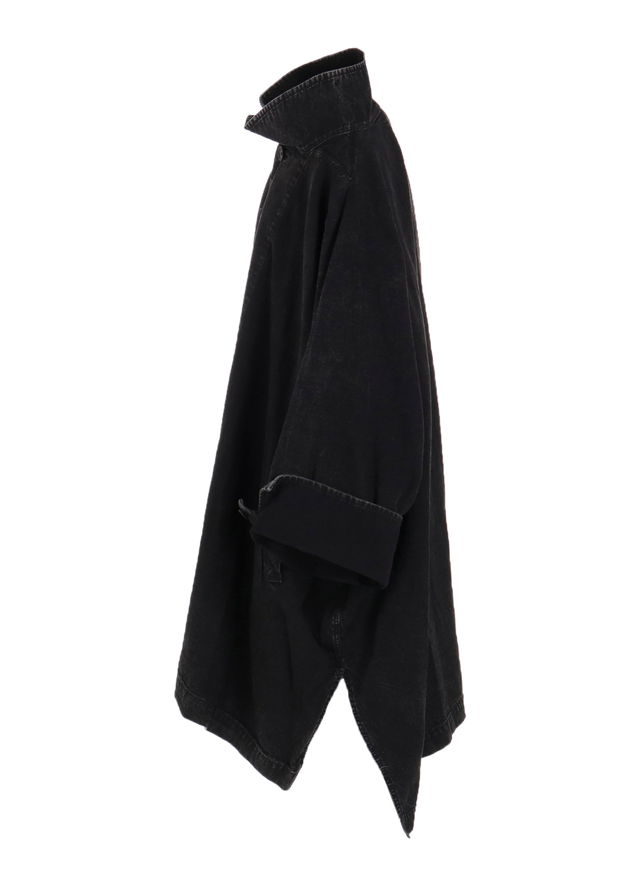 PERMANGANATE BLEACHED DENIM HIGH NECK COAT