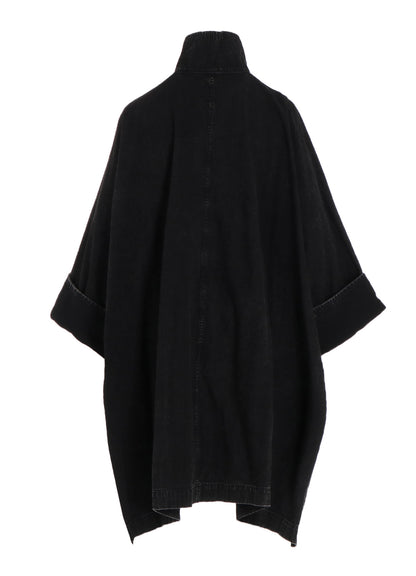 PERMANGANATE BLEACHED DENIM HIGH NECK COAT