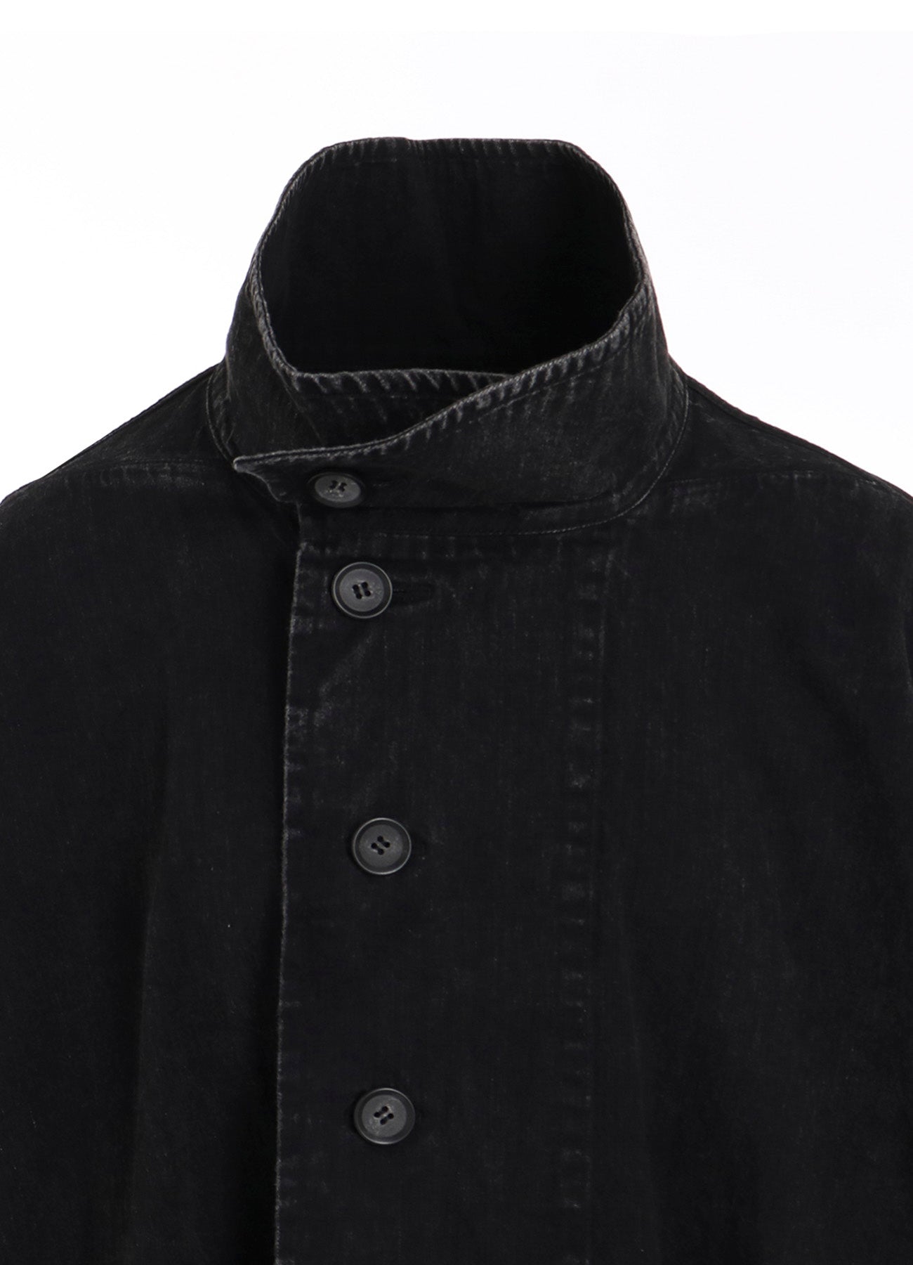 PERMANGANATE BLEACHED DENIM HIGH NECK COAT