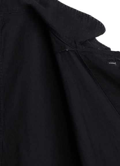 PERMANGANATE BLEACHED DENIM HIGH NECK COAT