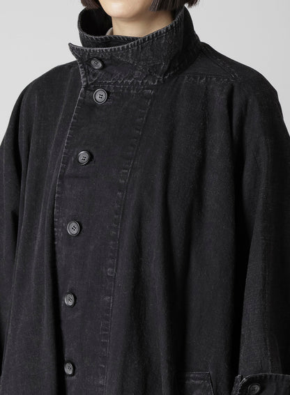 PERMANGANATE BLEACHED DENIM HIGH NECK COAT